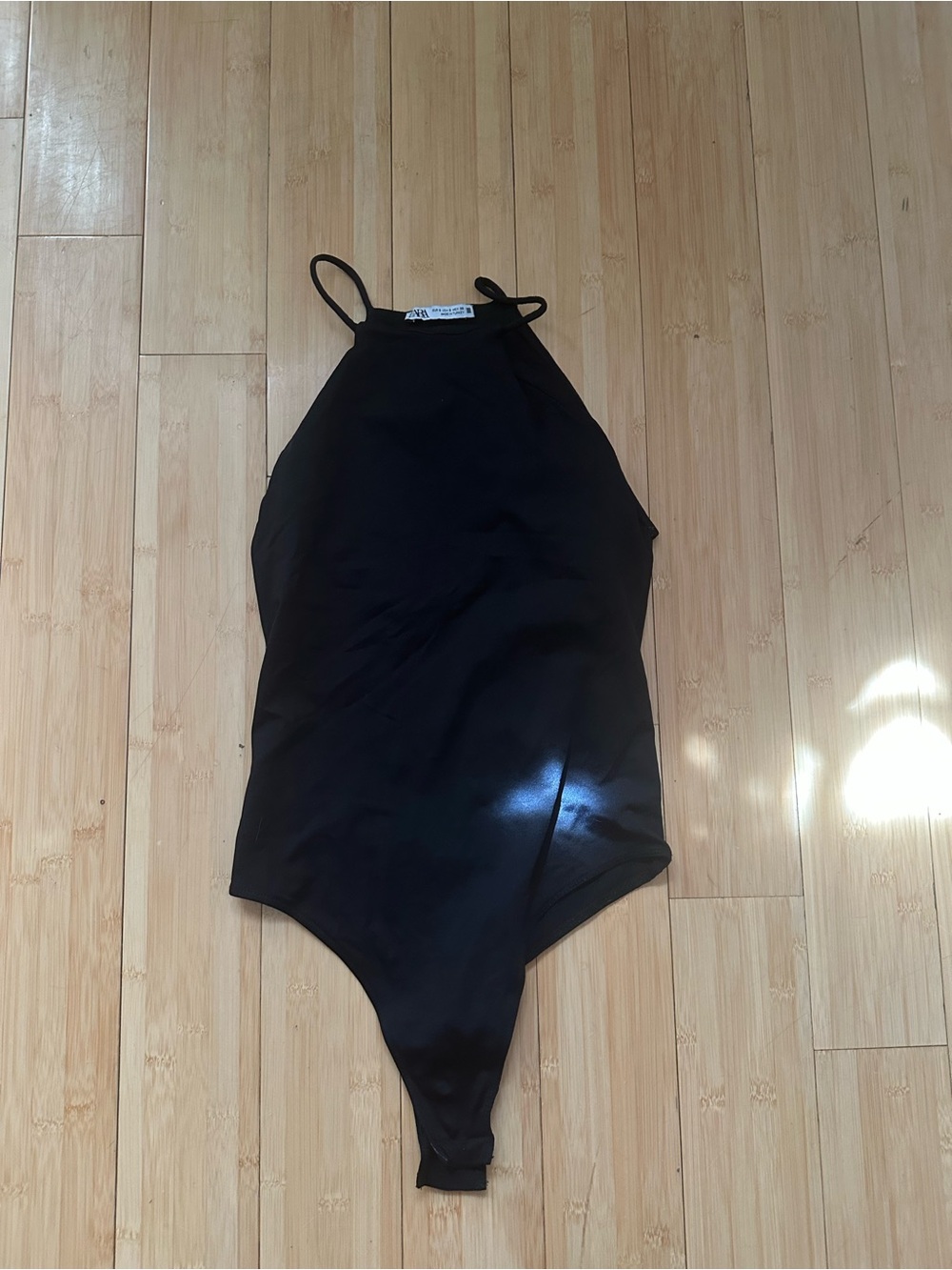 Zara Black High-Neck Bodysuit with Thin Straps
